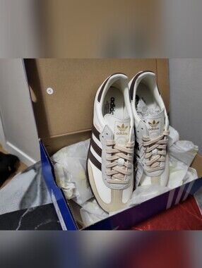 adidas Samba Leather Sneaker - White & Brown